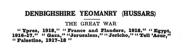 Denbighshire Yeomanry Battle Honours