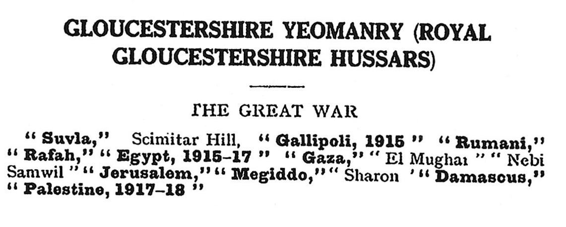 Gloucestershire Yeomanry Battle Honours