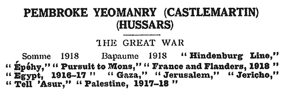 Pembroke Yeomanry Battle Honours