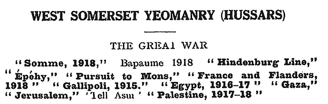 West Somerset Yeomanry Battle Honours